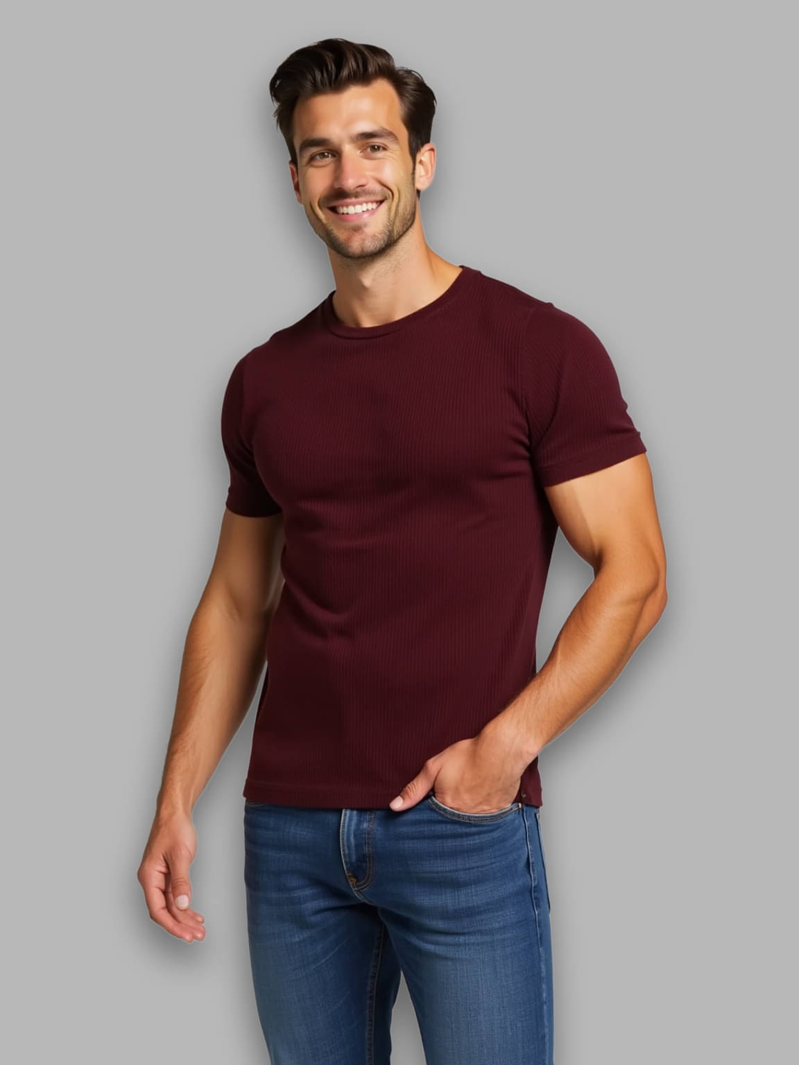 fashion and youth Men Cotton Blend Regular Fit Solid T-Shirt ( Maroon ) fashion and youth Men Cotton Blend Regular Fit Solid T-Shirt ( Maroon )