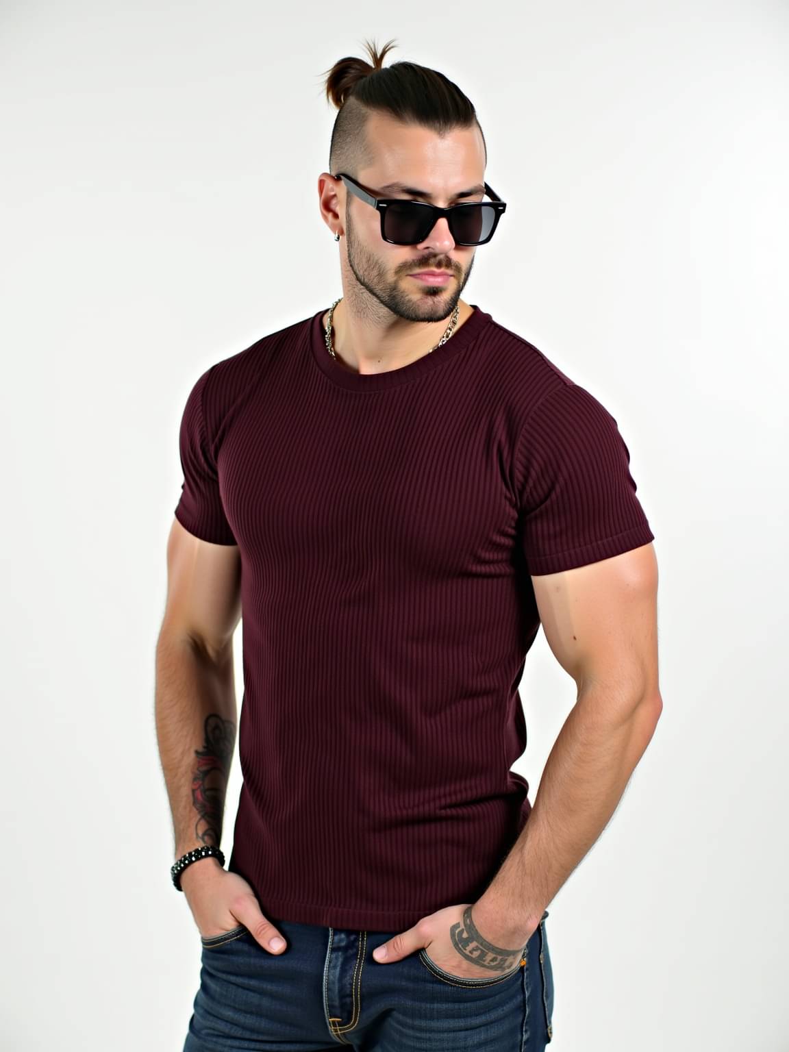     			fashion and youth Men Cotton Blend Regular Fit Solid T-Shirt ( Maroon )