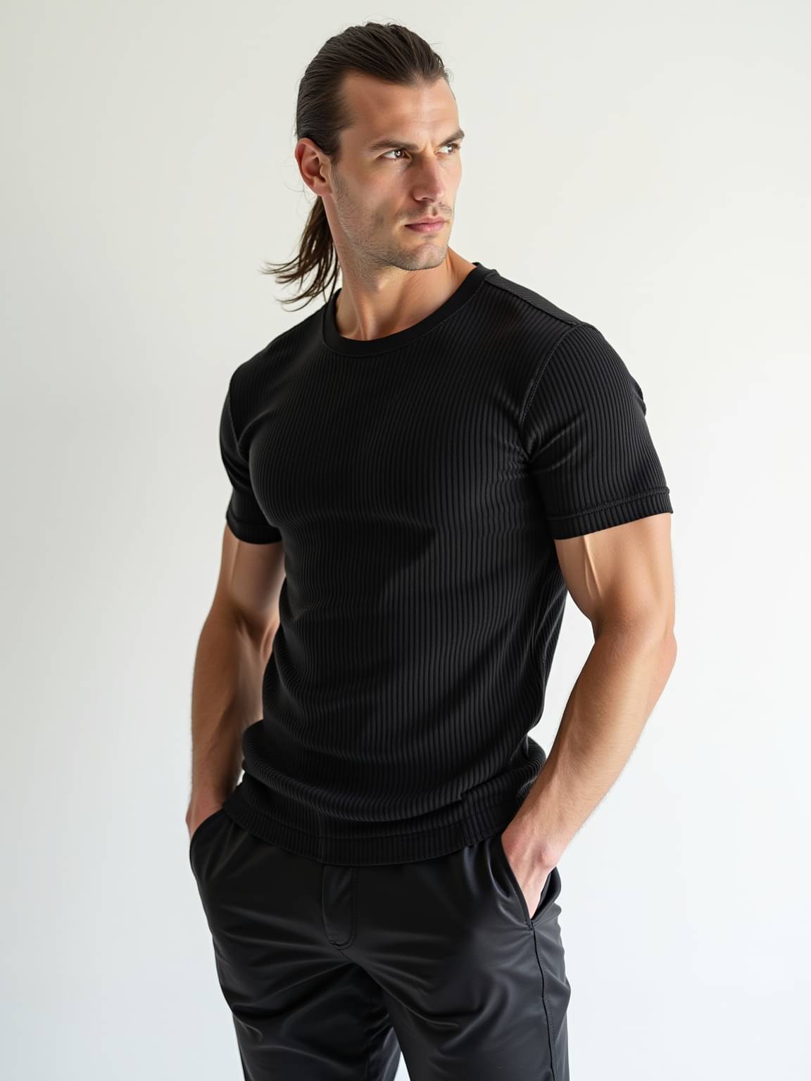     			fashion and youth Men Cotton Blend Regular Fit Solid T-Shirt ( Black )