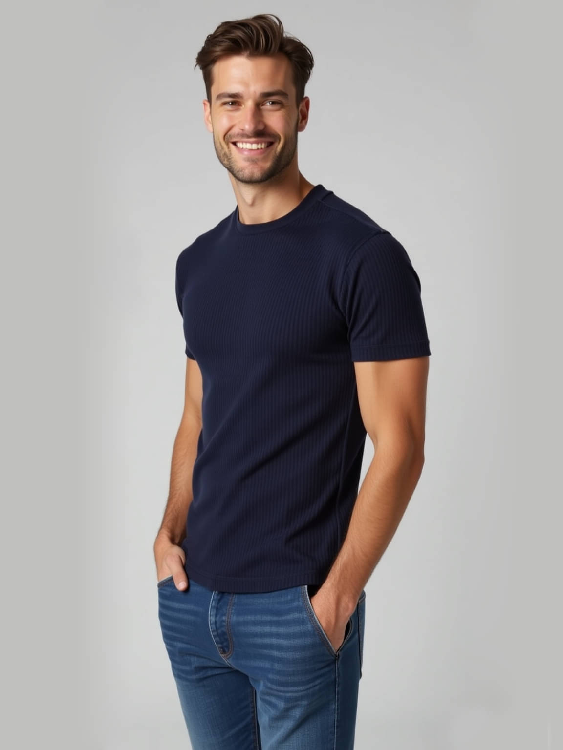 fashion and youth Men Cotton Blend Regular Fit Solid T-Shirt ( Navy Blue ) fashion and youth Men Cotton Blend Regular Fit Solid T-Shirt ( Navy Blue )