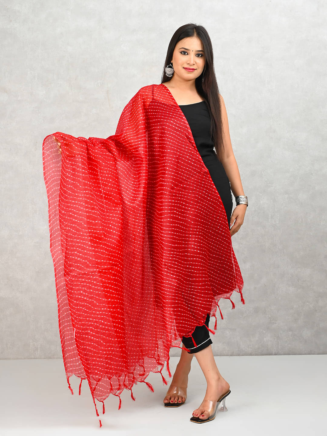 rajeraj Women Cotton Blend Dupatta ( Red , Pack of 1 ) rajeraj Women Cotton Blend Dupatta ( Red , Pack of 1 )