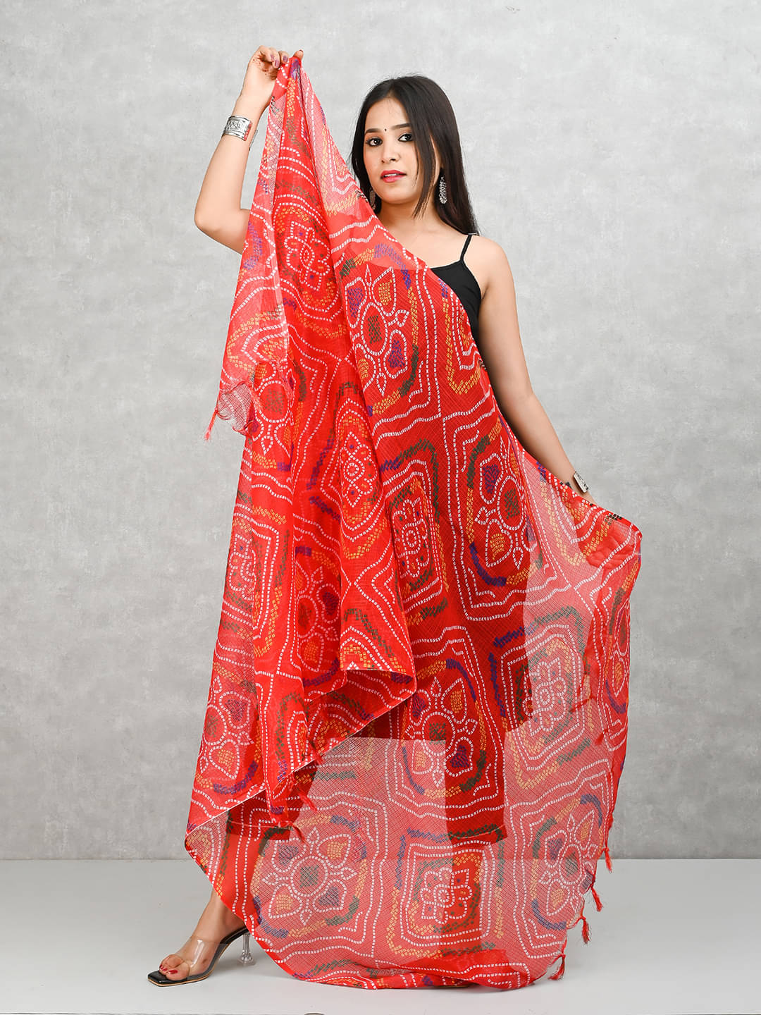 rajeraj Women Cotton Blend Dupatta ( Red , Pack of 1 )     			rajeraj Women Cotton Blend Dupatta ( Red , Pack of 1 )