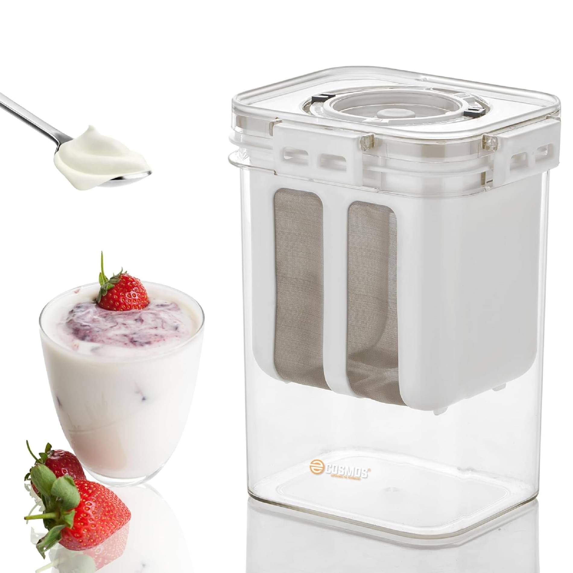 Analog Kitchenware Greek Yogurt & Curd Maker - 1100ml Fine Mesh Strainer with Lid | Multifunctional yoghurt Filter | Curd Maker for Home | Whey Separator | Perfect for Homemade Yogurt, Curd, Cheese Analog Kitchenware Greek Yogurt & Curd Maker - 1100ml Fine Mesh Strainer with Lid | Multifunctional yoghurt Filter | Curd Maker for Home | Whey Separator | Perfect for Homemade Yogurt, Curd, Cheese