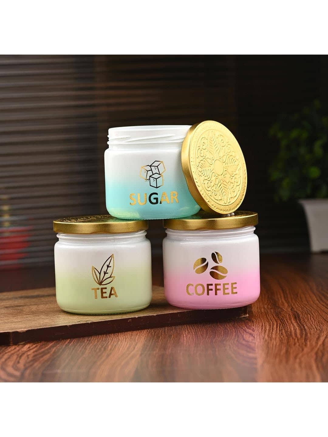 AFAST Multipurpose Jar Glass White Tea/Coffee/Sugar Container ( Set of 3 )