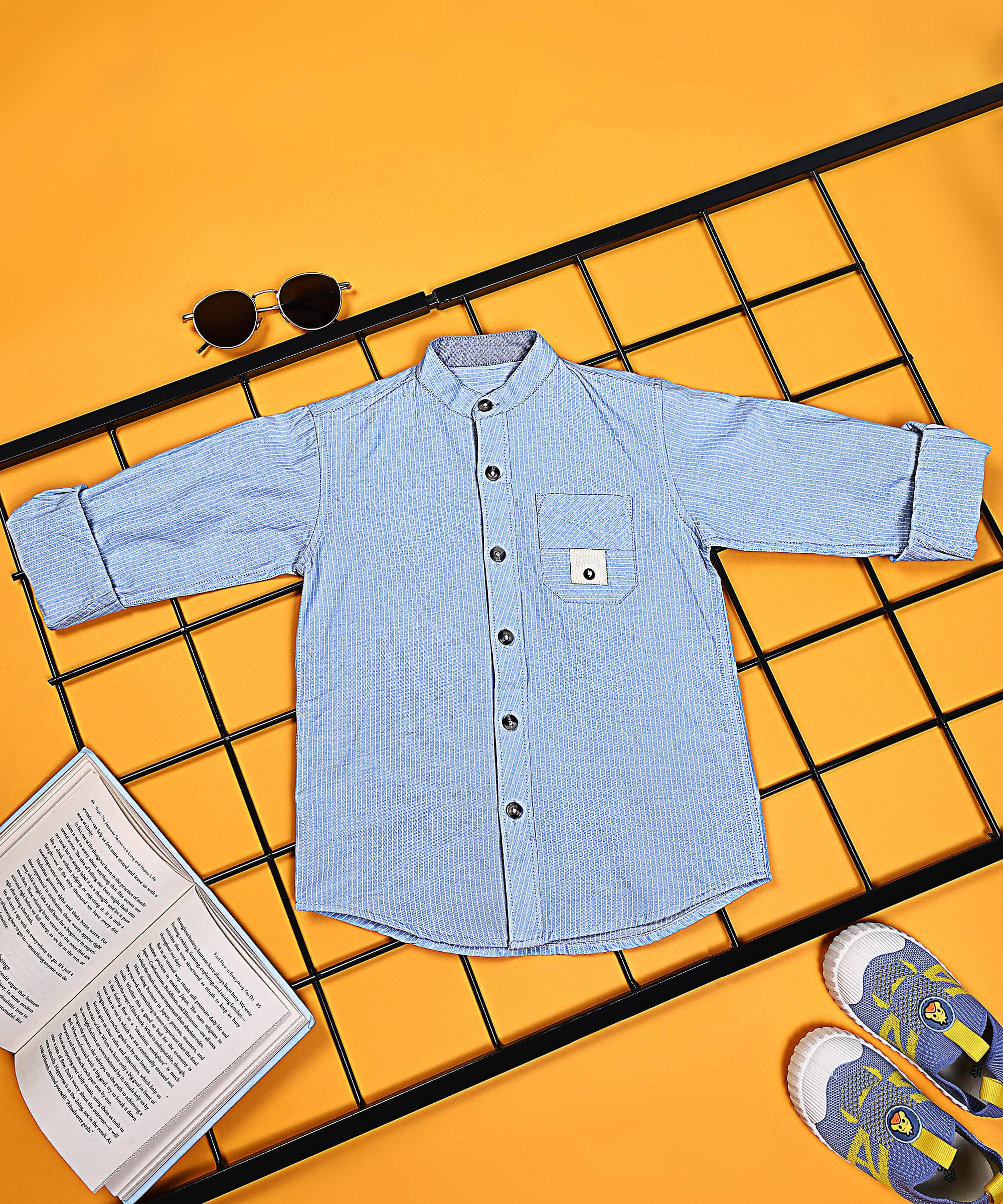 ALY JOHN Pack of 1 Boys 100% Cotton Full Sleeves Shirt ( Blue ) ALY JOHN Pack of 1 Boys 100% Cotton Full Sleeves Shirt ( Blue )