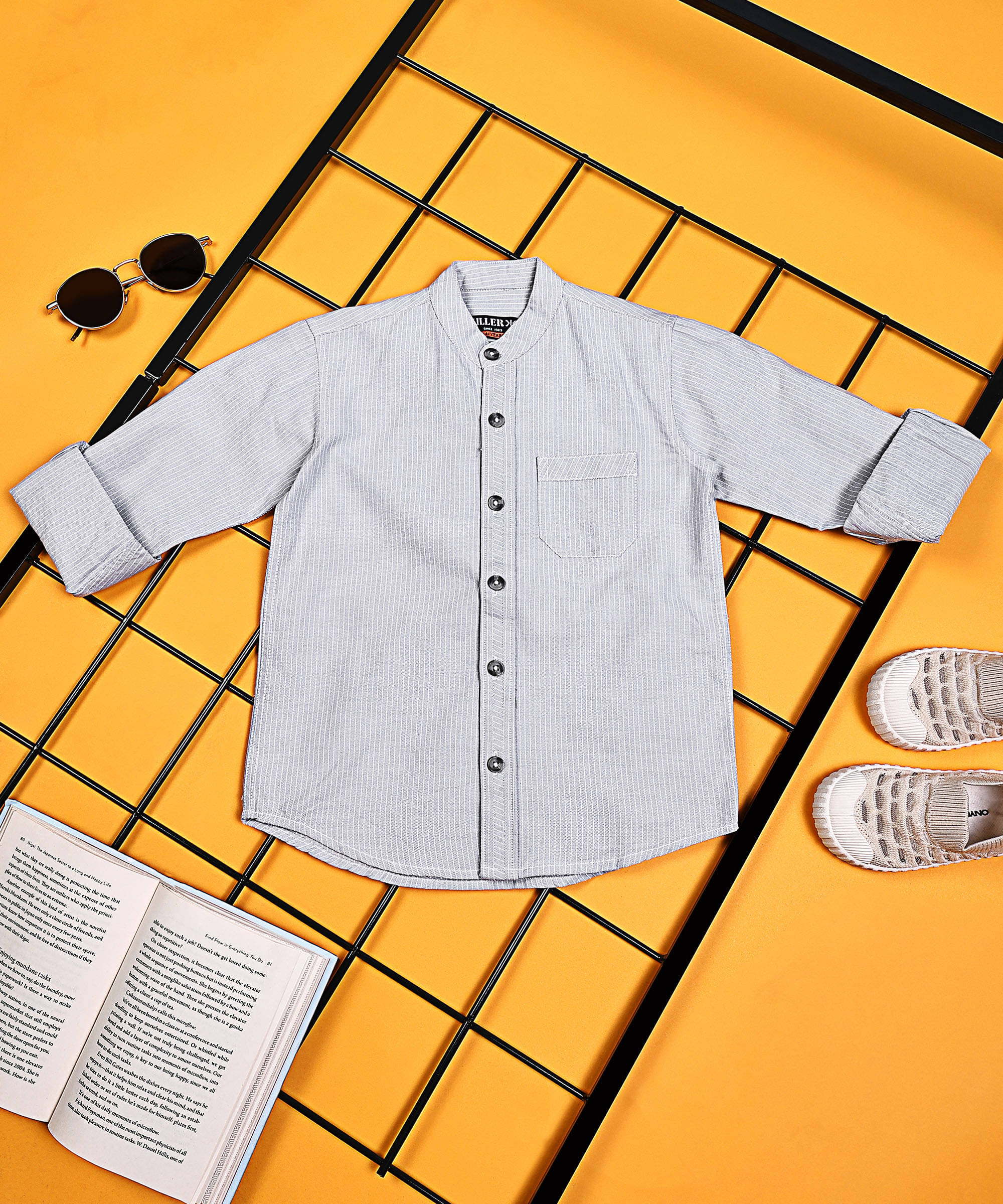     			ALY JOHN Pack of 1 Boys 100% Cotton Full Sleeves Shirt ( Silver )