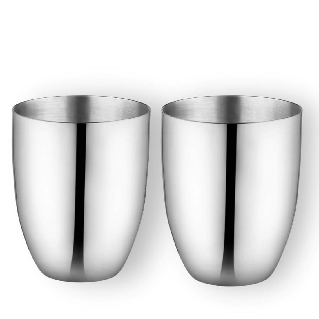     			Artha Premium Glass Set Steel Plain Glasses Set 350 ml ( Pack of 2 ) Silver