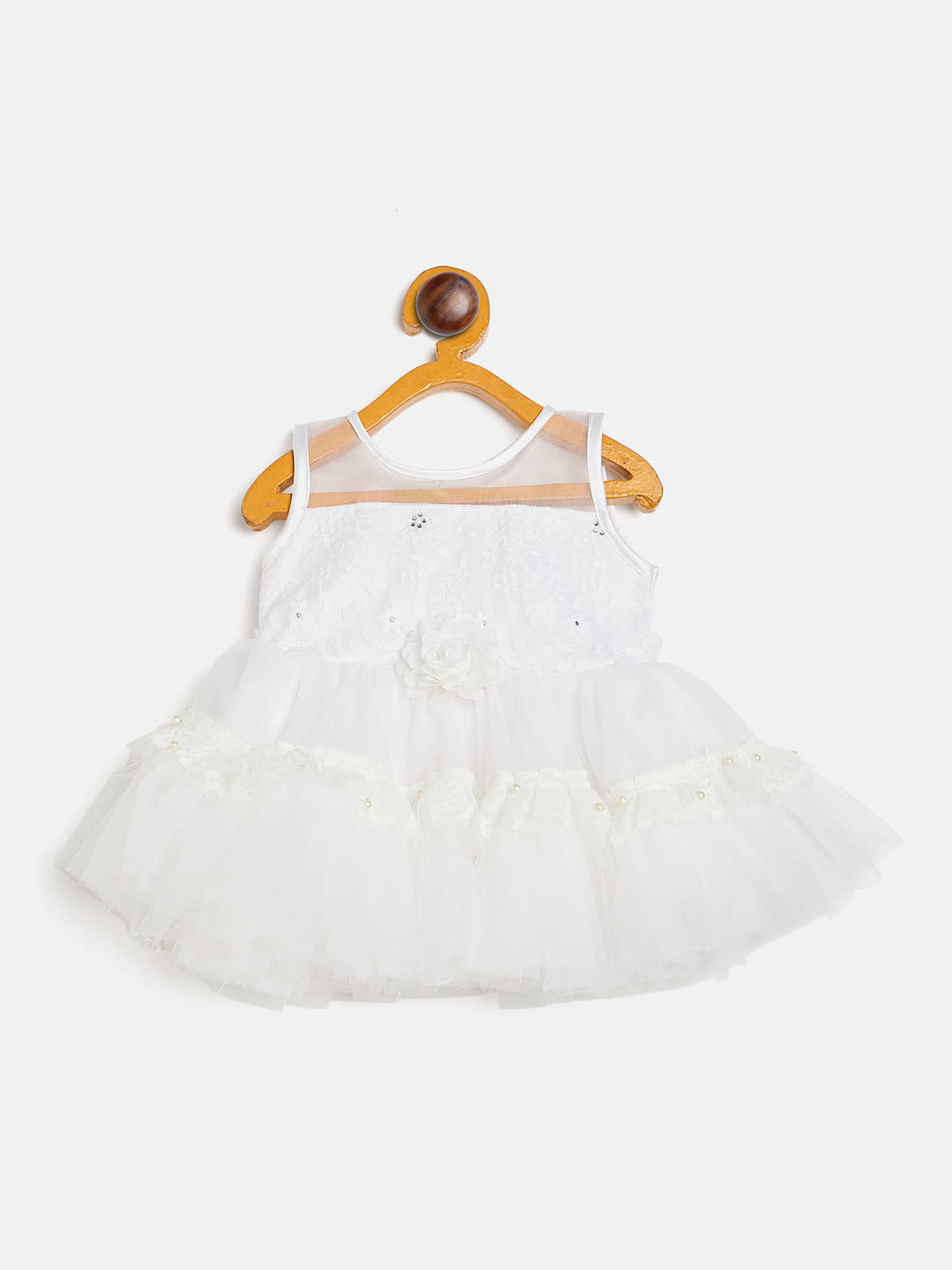 Camey Cotton Blend Dress For Baby Girls ( Pack of 1 , White ) Camey Cotton Blend Dress For Baby Girls ( Pack of 1 , White )