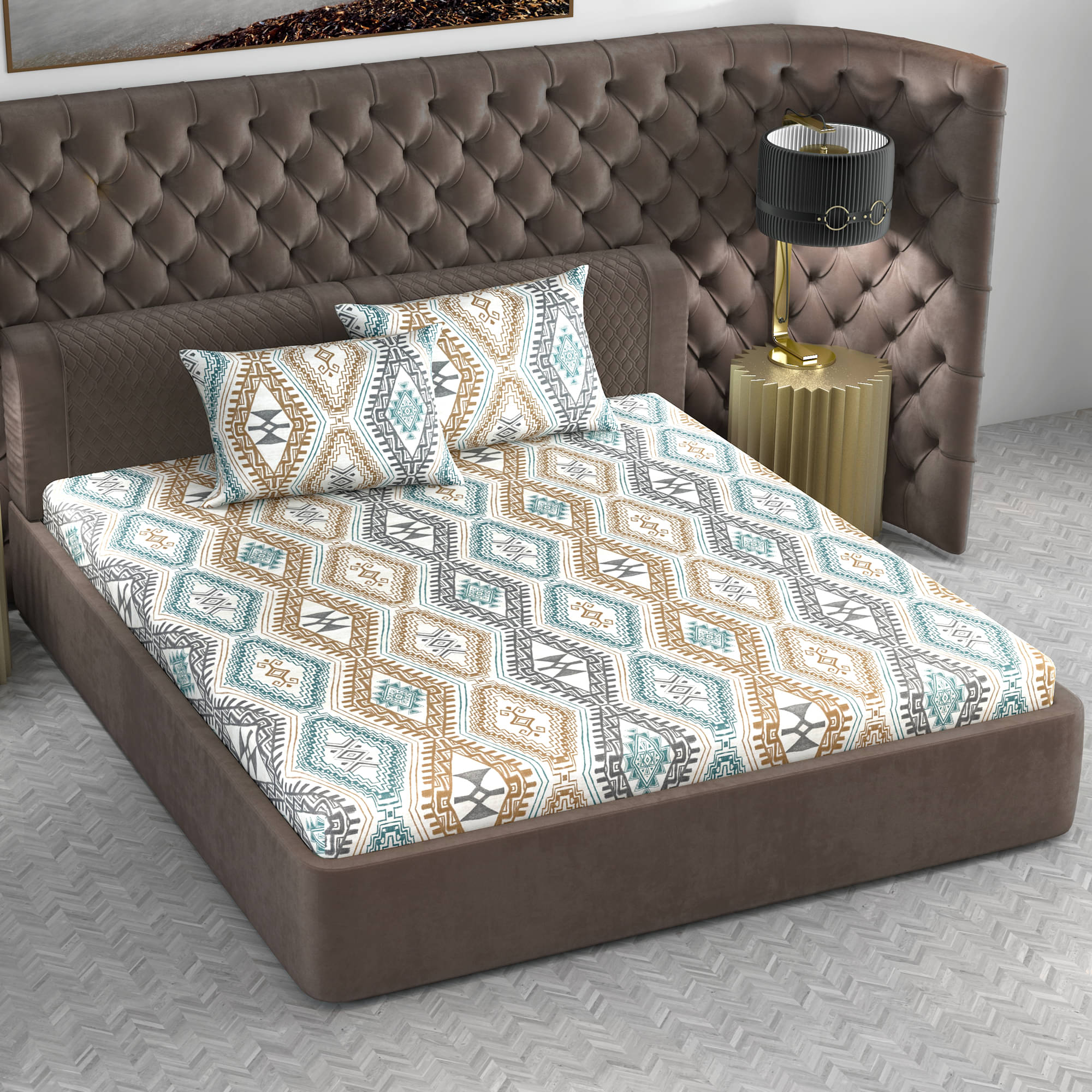     			DIVINE CASA Poly Cotton 1 Double Bedsheet with 2 Pillow Covers ( Multicolor )