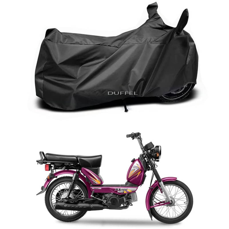 DUFFEL Bike Body Cover for TVS TVS XL100 Heavy Duty i Touch ( Pack of 1 ) , Black     			DUFFEL Bike Body Cover for TVS TVS XL100 Heavy Duty i Touch ( Pack of 1 ) , Black