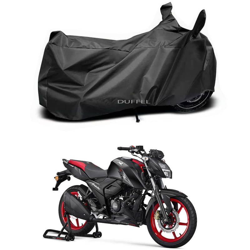 DUFFEL Bike Body Cover for TVS TVS Apache RTR 160 4V ABS ( Pack of 1 ) , Black DUFFEL Bike Body Cover for TVS TVS Apache RTR 160 4V ABS ( Pack of 1 ) , Black
