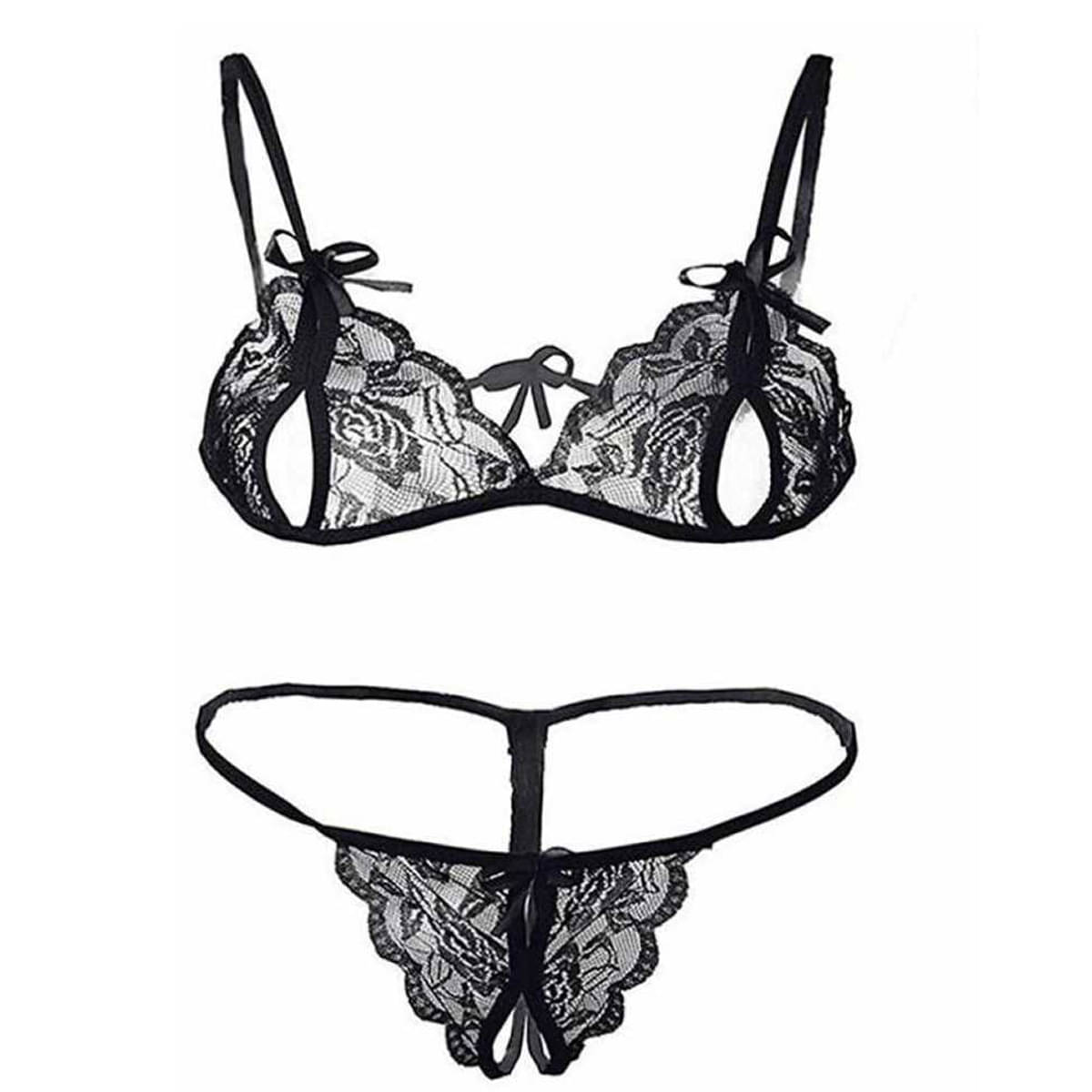     			Estilo Vastra Pack of 1 Lace Bra & Panty Set For Women ( Black )