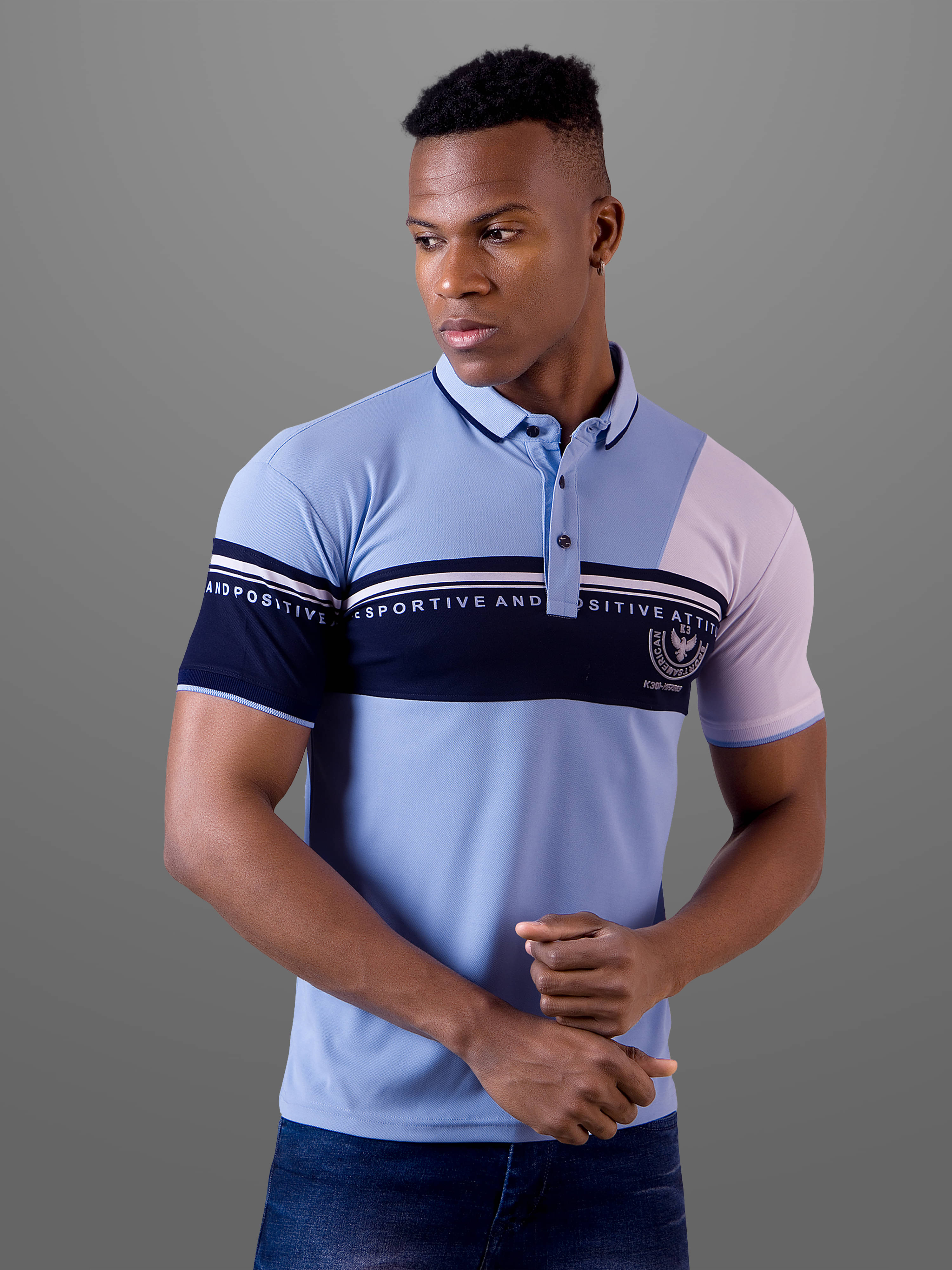     			FROSEN FOX Men Polyester Regular Fit Colorblock Polo T Shirt ( Blue )
