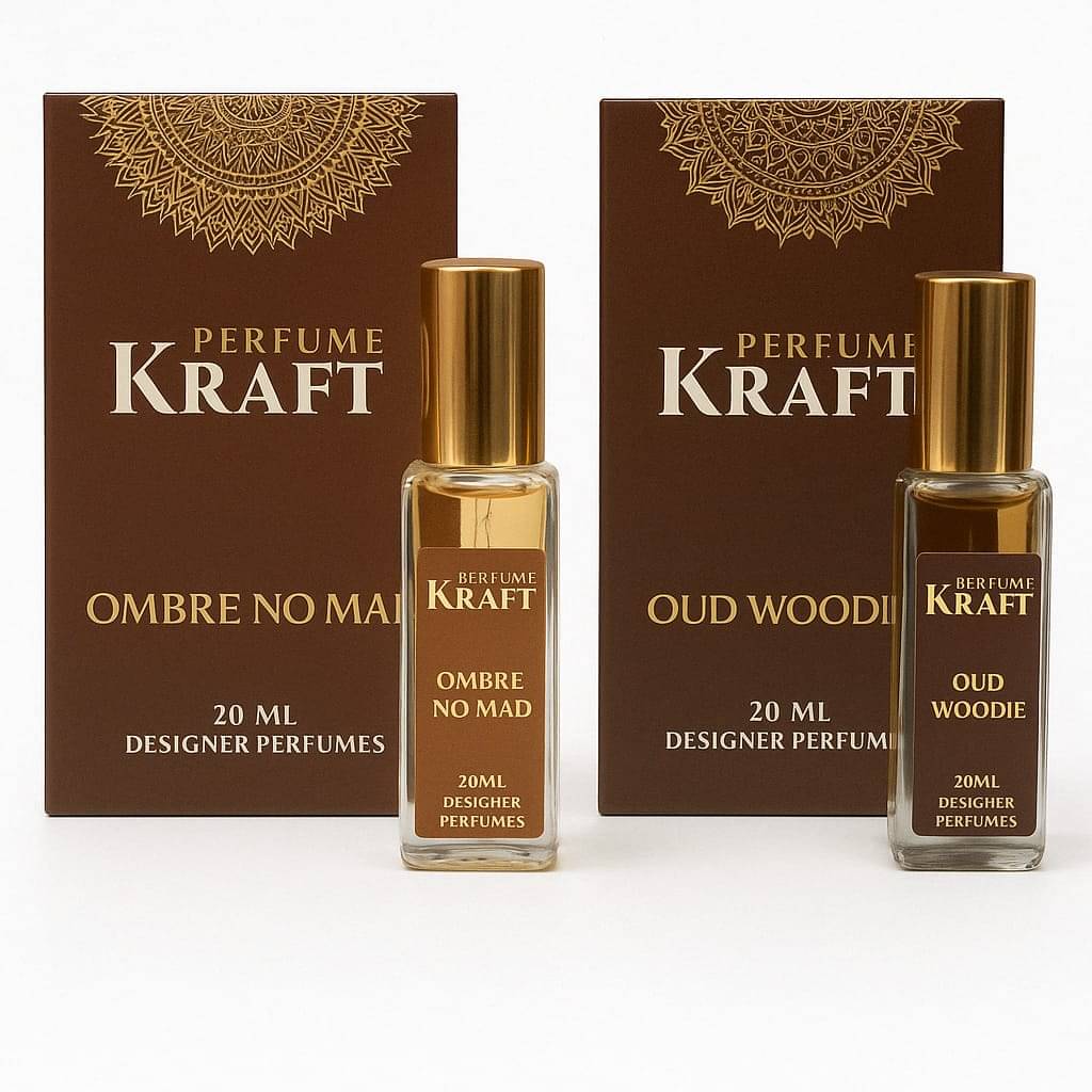 Perfume Kraft Ombre No Mad and Oud Woodie Inspired Version Perfumes of 20 ml each Perfume Kraft Ombre No Mad and Oud Woodie Inspired Version Perfumes of 20 ml each