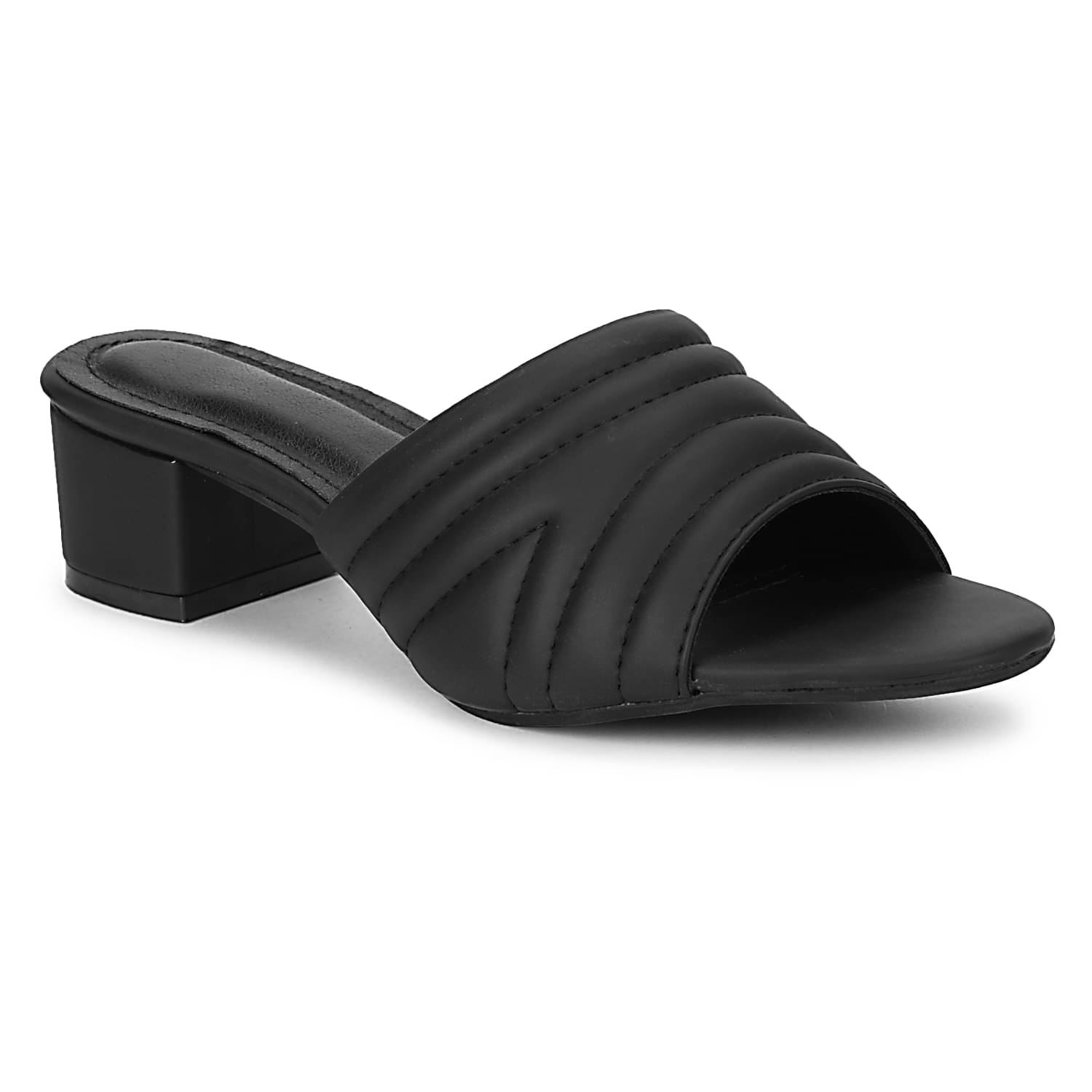     			Ishransh Black Women's Slip On Heels