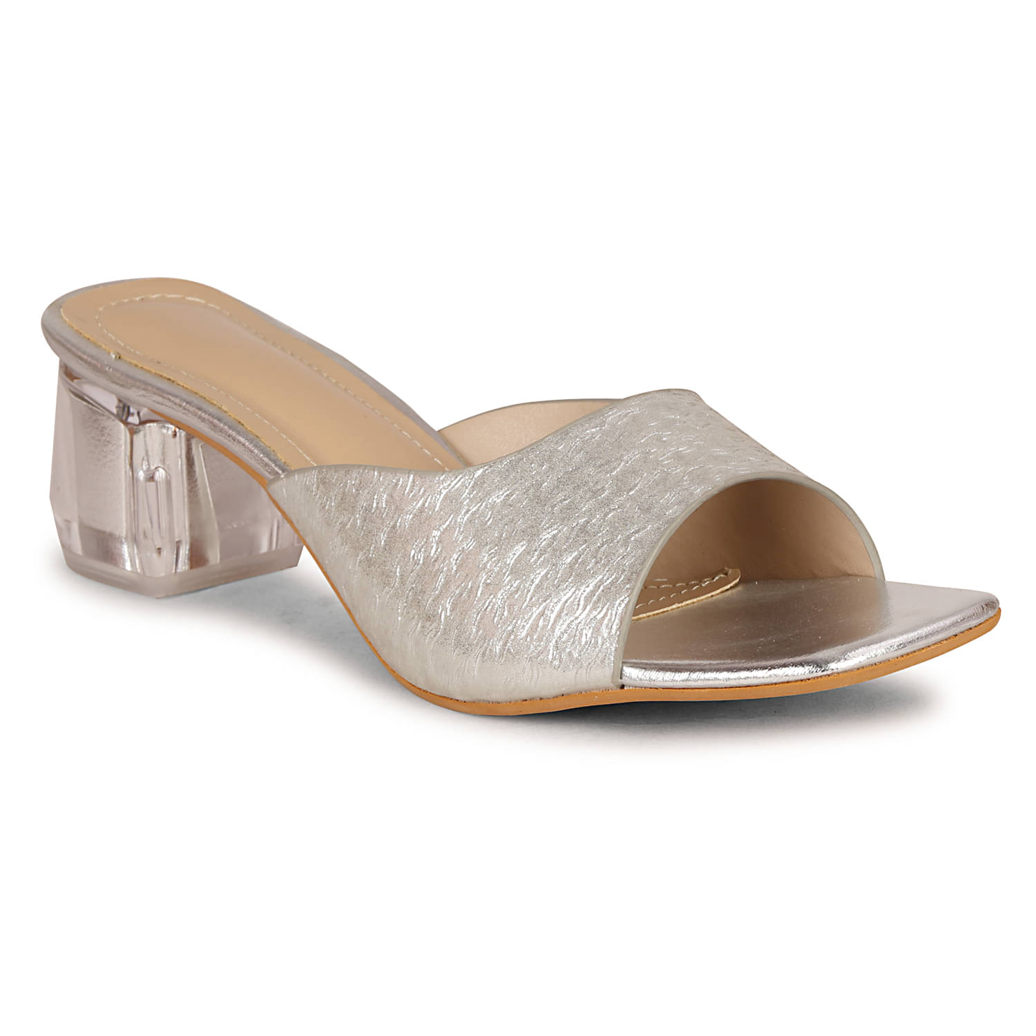     			Ishransh Silver Women's Slip On Heels
