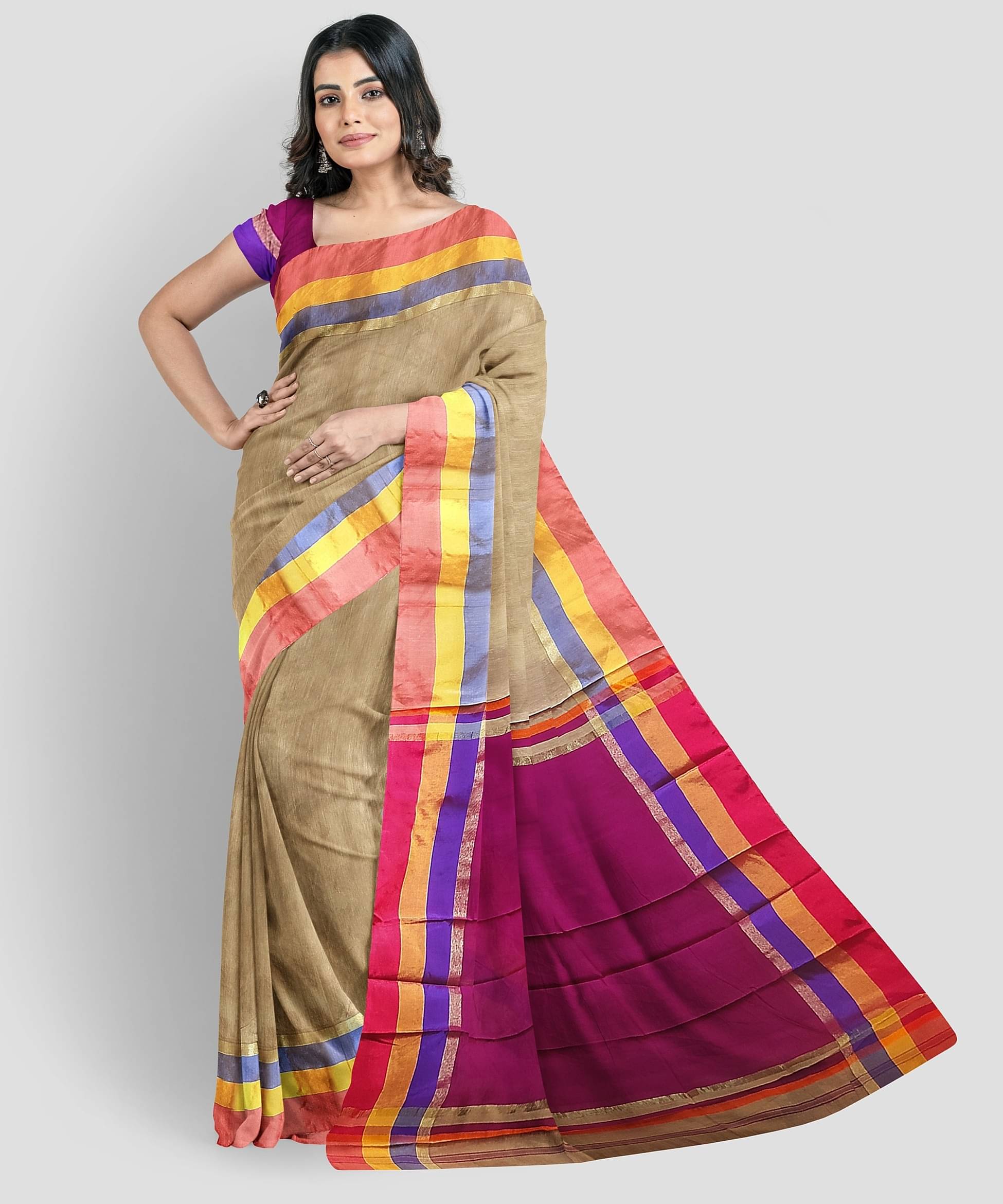 KAMANA TEXTILE QUALITY FASHION Cotton Silk Solid Saree With Unstitched Blouse Piece ( Green,Fluorescent Pink ) KAMANA TEXTILE QUALITY FASHION Cotton Silk Solid Saree With Unstitched Blouse Piece ( Green,Fluorescent Pink )