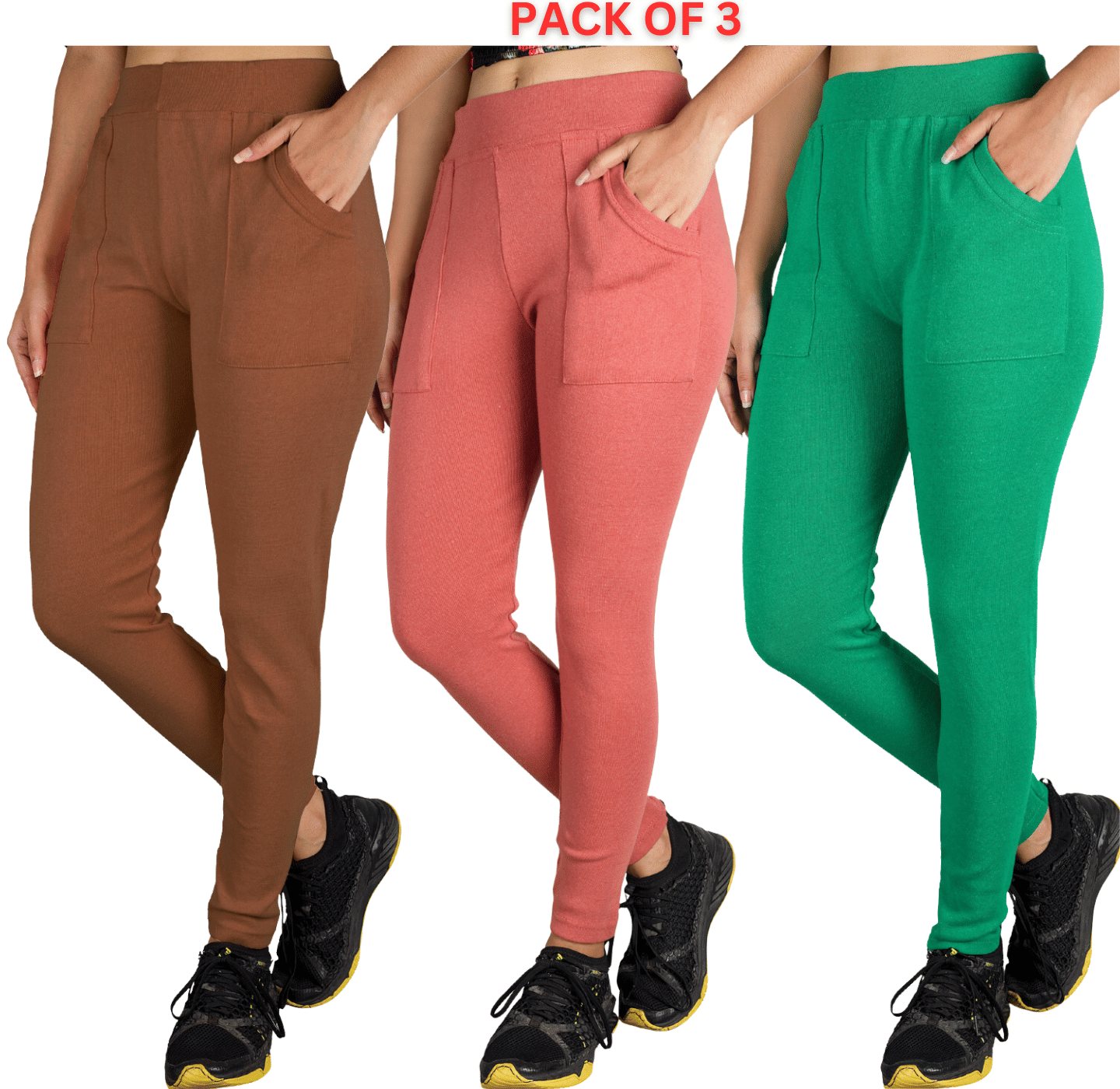 KARARO JEGGINGS - Cotton Blend Skinny Fit Rust Women's Jeggings ( Pack of 3 )     			KARARO JEGGINGS - Cotton Blend Skinny Fit Rust Women's Jeggings ( Pack of 3 )