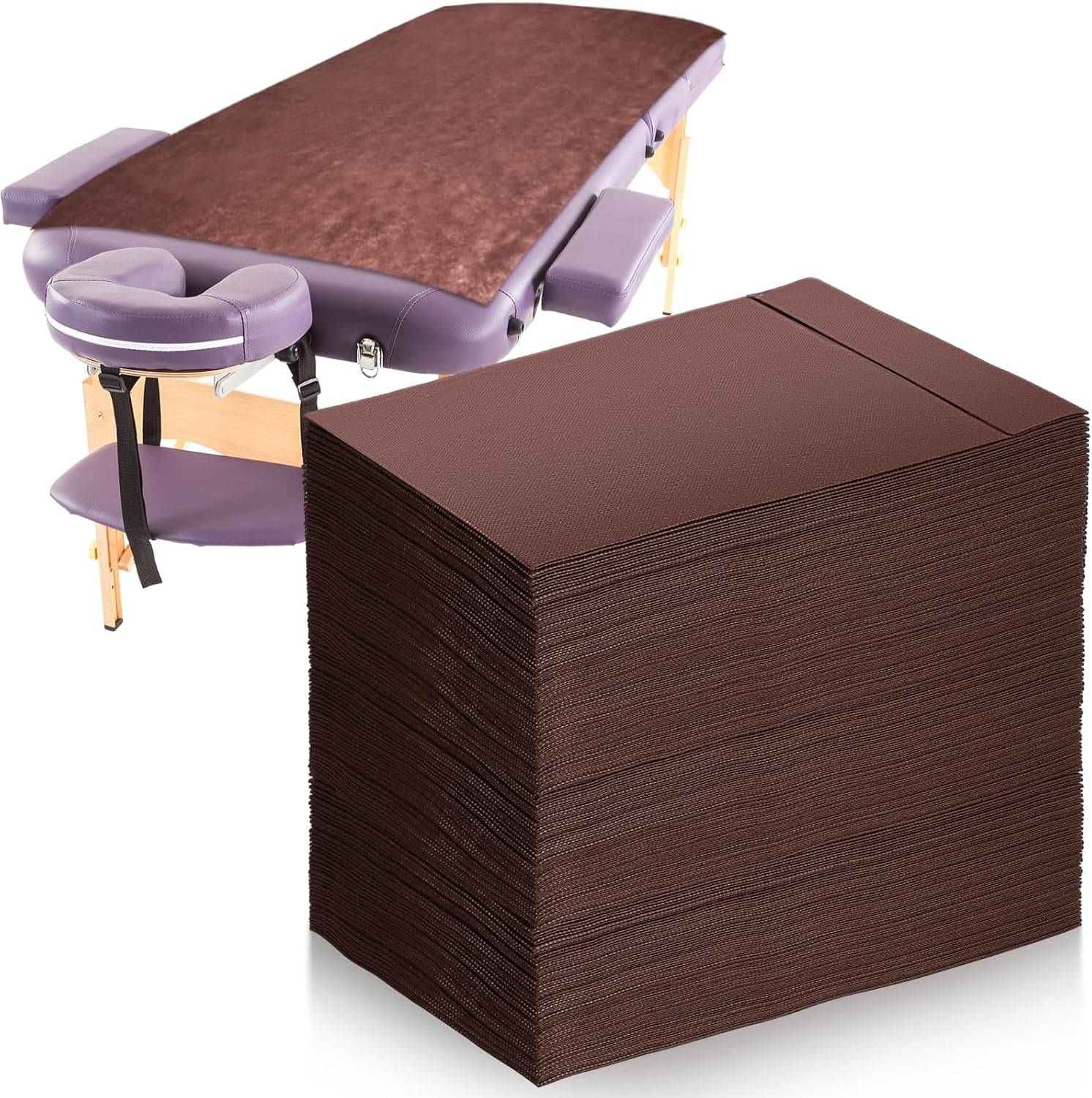     			KUDIZE Disposable 10 Single Bedsheet without Pillow cover for Massage Tables,Tattoo,Salon,Spa ( Brown )