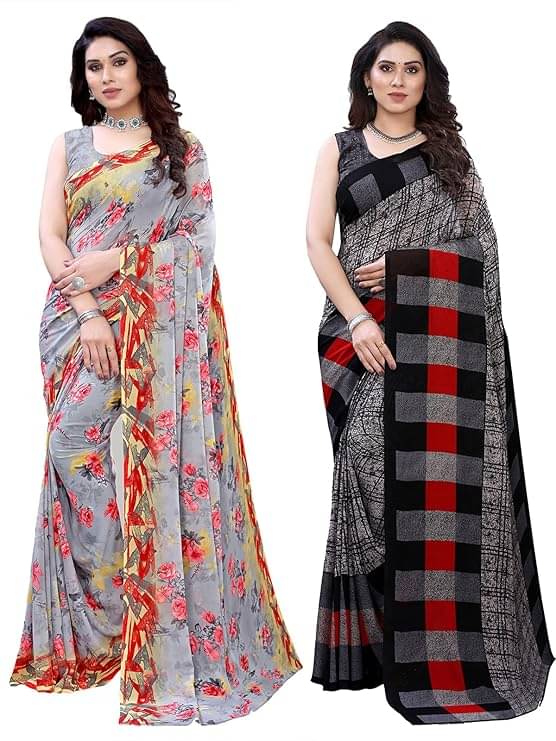 Kanooda Prints Georgette Printed Saree With Unstitched Blouse Piece ( Multicolor 1 ) Kanooda Prints Georgette Printed Saree With Unstitched Blouse Piece ( Multicolor 1 )