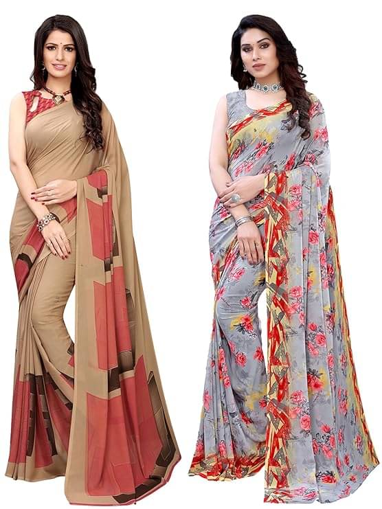     			Kanooda Prints Georgette Printed Saree With Unstitched Blouse Piece ( Multicolor 2 )