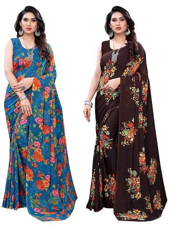     			Kanooda Prints Georgette Printed Saree With Unstitched Blouse Piece ( Multicolor 2 )