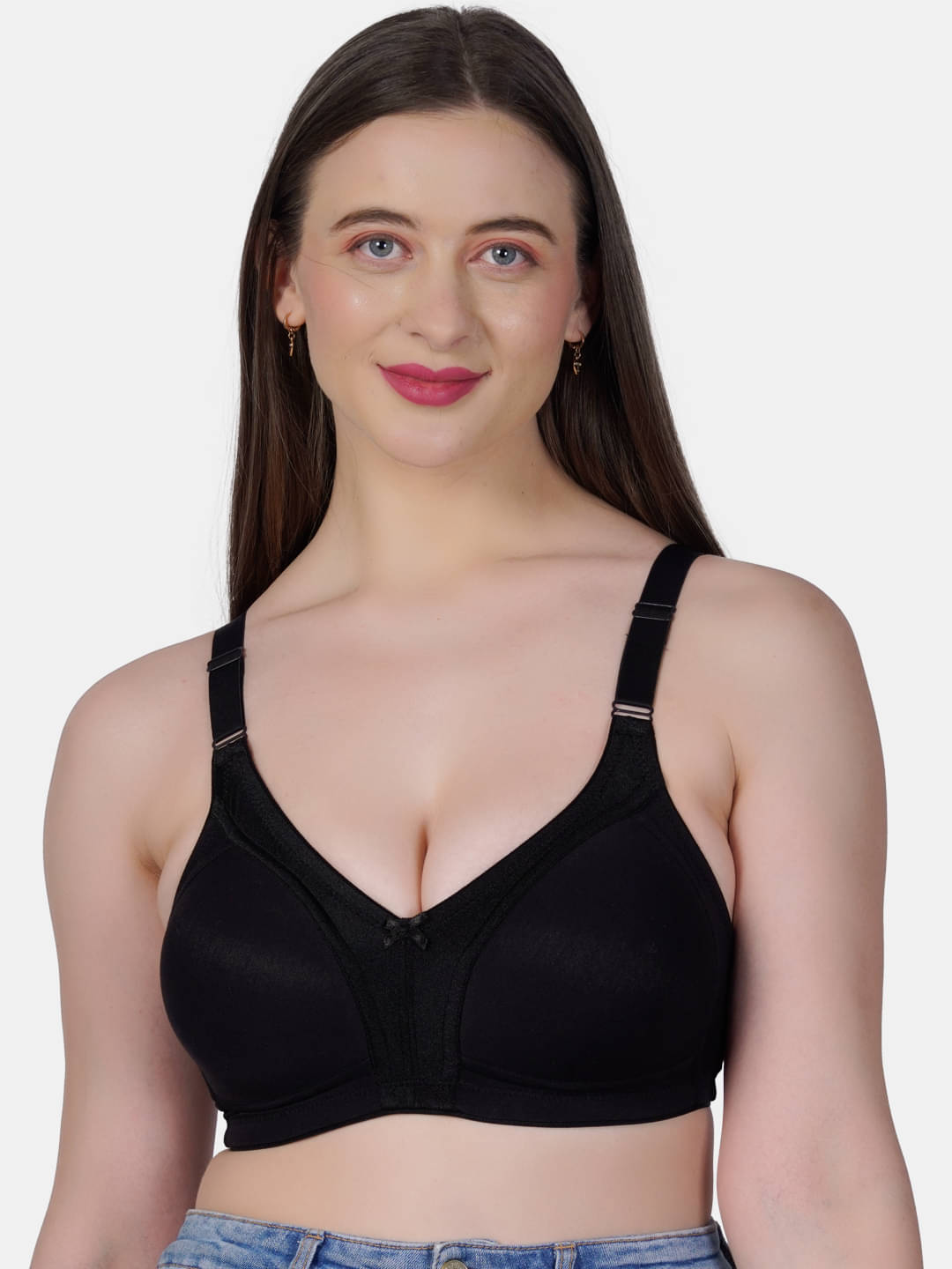 LACYLUXE Pack of 1 Cotton Blend Lightly Padded Minimizer Bra For Women ( Black )     			LACYLUXE Pack of 1 Cotton Blend Lightly Padded Minimizer Bra For Women ( Black )