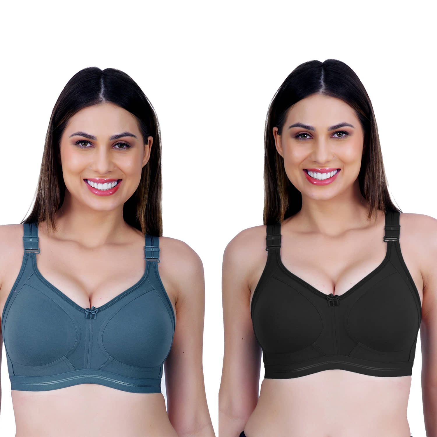 Ladyland Pack of 2 Cotton Blend Non Padded Everyday Bra For Women ( Multicolor )
