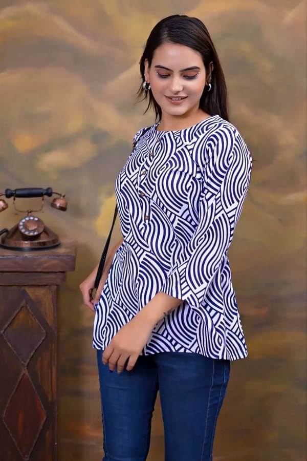 MEHUL TEXTILE / MVC GROUP OF COMPANY Women's Rayon A-Line Top ( Blue ) MEHUL TEXTILE / MVC GROUP OF COMPANY Women's Rayon A-Line Top ( Blue )