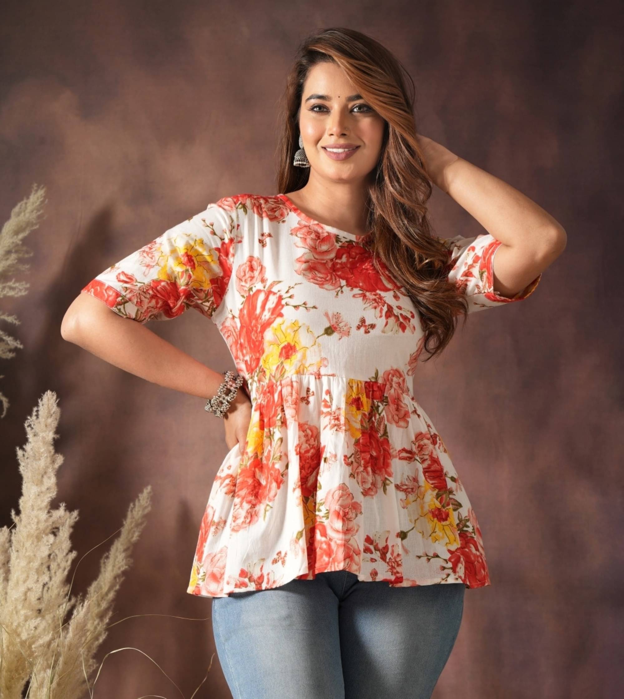    			Mehsoos Women's Cotton Printed A-line Kurti - ( Red )