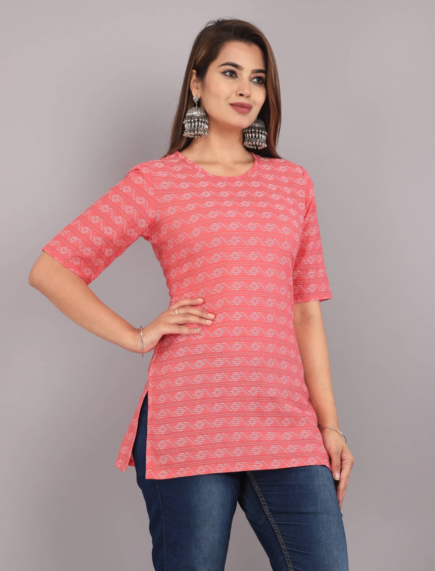 Mehsoos Women's Cotton Printed Straight Kurti - ( Pink )     			Mehsoos Women's Cotton Printed Straight Kurti - ( Pink )