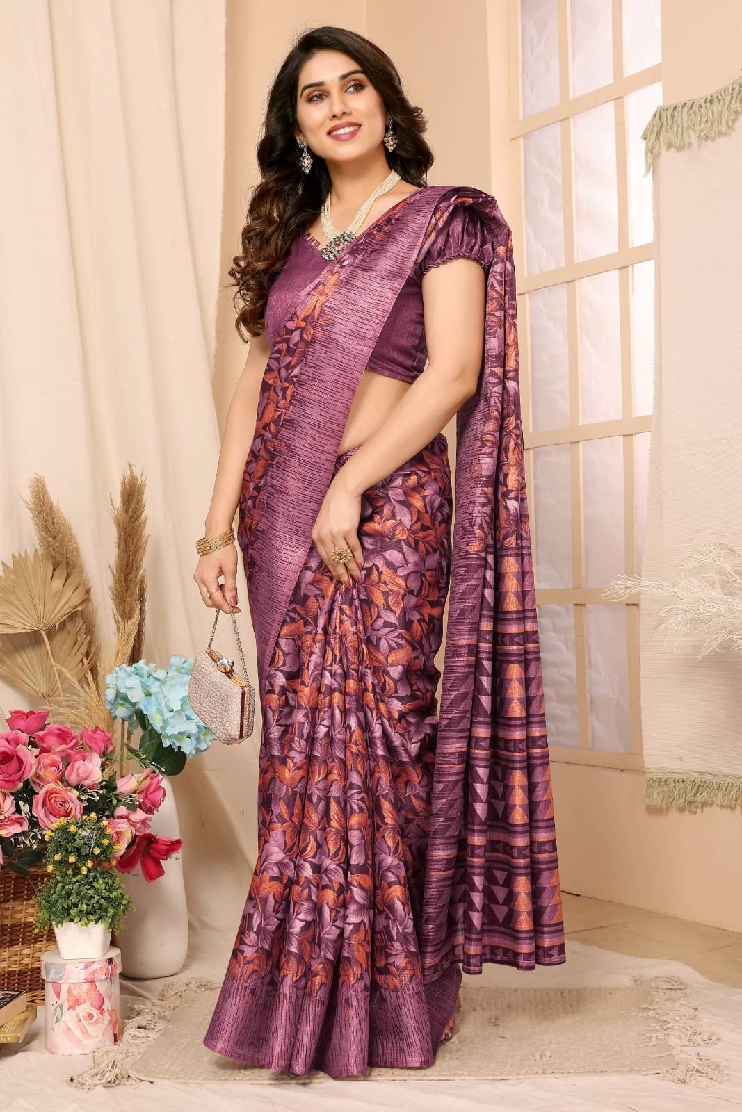 PEER STORE Cotton Printed Saree With Unstitched Blouse Piece ( Pink ) PEER STORE Cotton Printed Saree With Unstitched Blouse Piece ( Pink )
