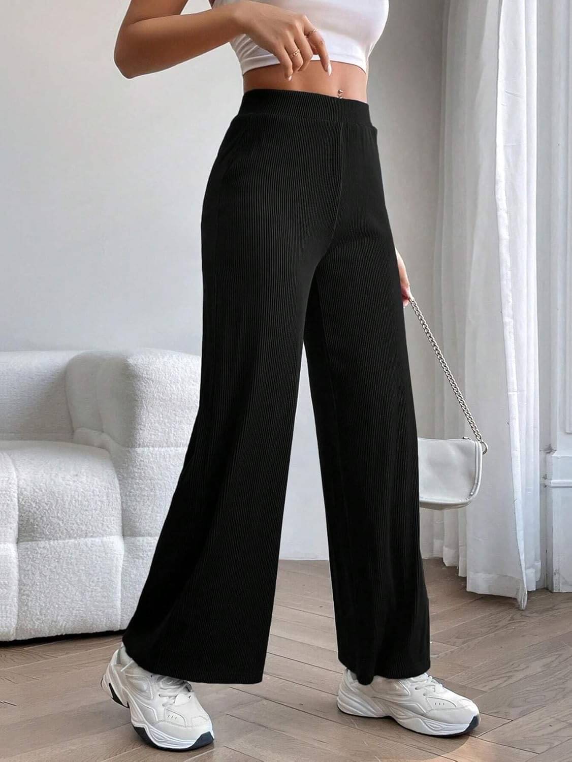     			Qyaas Pack of 1 Lycra Straight Women's Formal Pants ( Black )