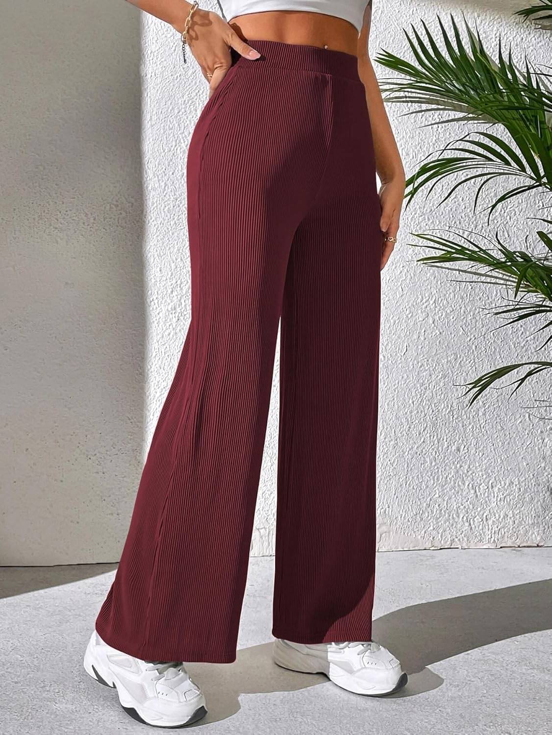     			Qyaas Pack of 1 Lycra Straight Women's Formal Pants ( Maroon )