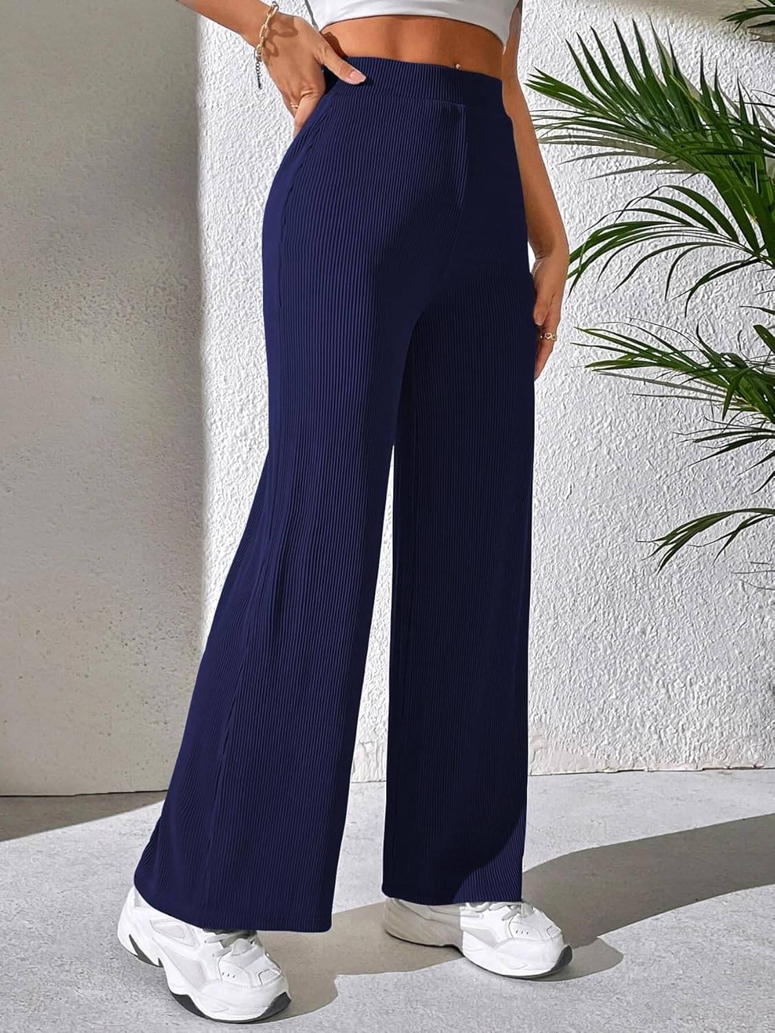     			Qyaas Pack of 1 Lycra Straight Women's Formal Pants ( Navy Blue )