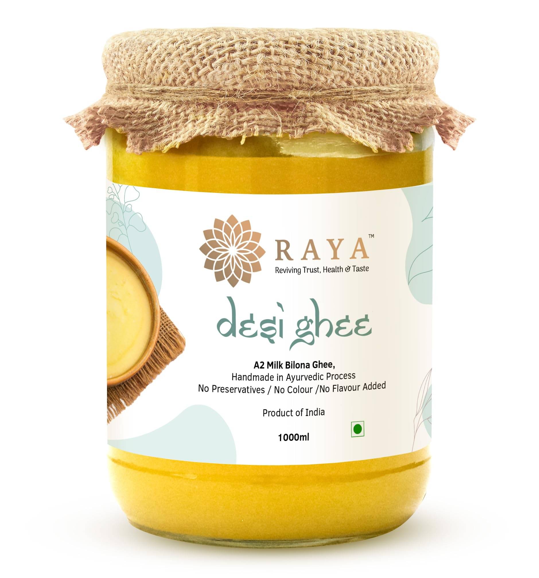     			RAYA A2 Desi Cow Bilona Ghee 1000 mL