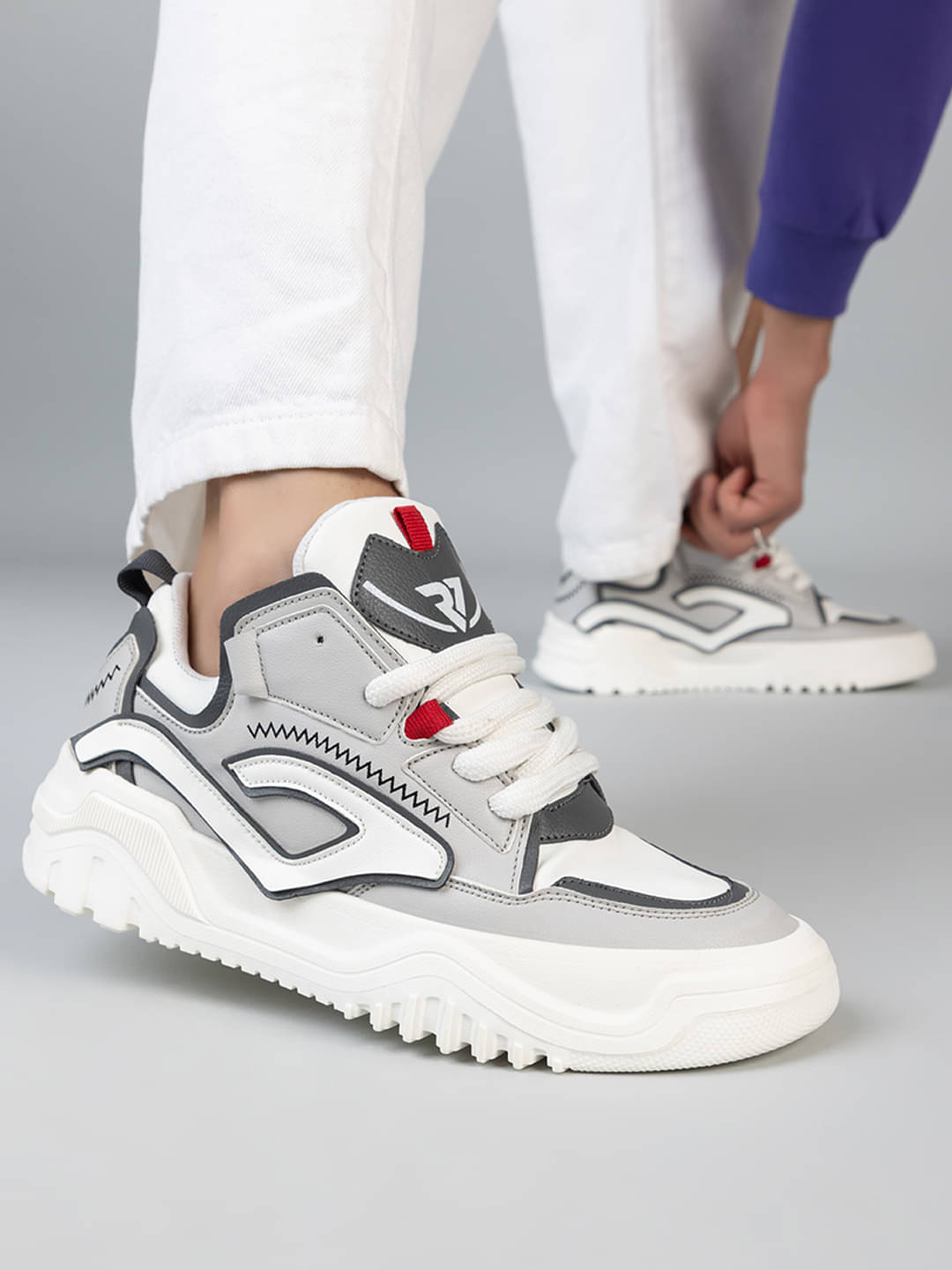     			RUN SEVEN ( by GO21 ) Soft Insole, Slip-Resistance|Chunky Grey Men's Sneakers