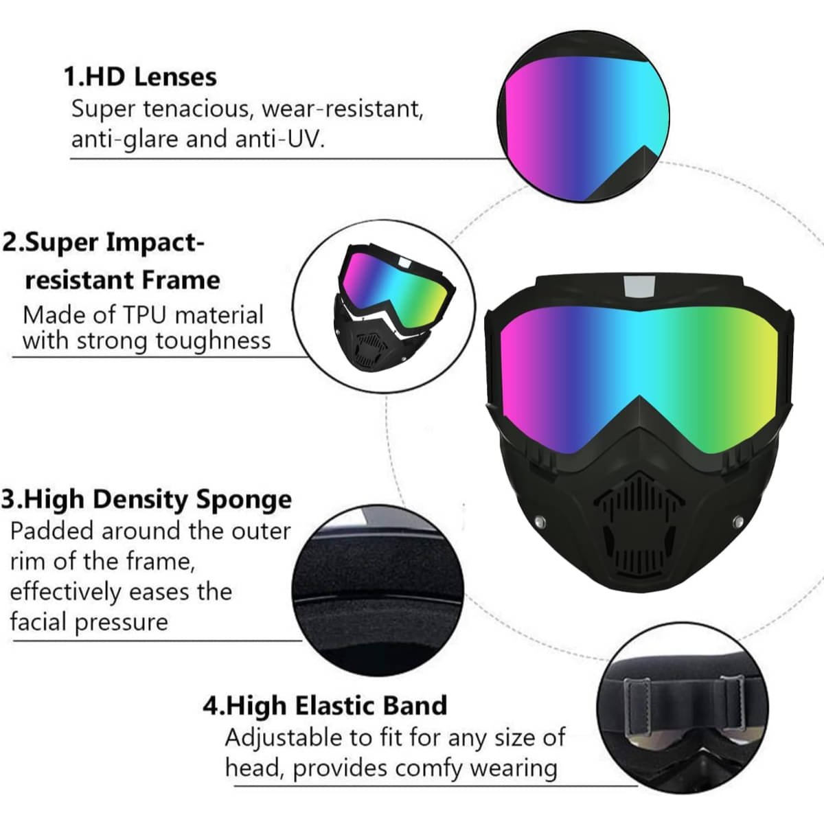 Radhe Creation Anti-Fogg Multicolour Riding Goggles ( Pack of 1 ) Radhe Creation Anti-Fogg Multicolour Riding Goggles ( Pack of 1 )