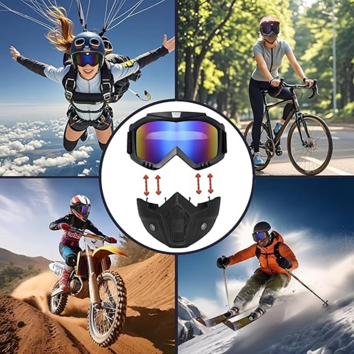 Radhe Creation UV Protected Multicolour Riding Goggles ( Pack of 1 ) Radhe Creation UV Protected Multicolour Riding Goggles ( Pack of 1 )