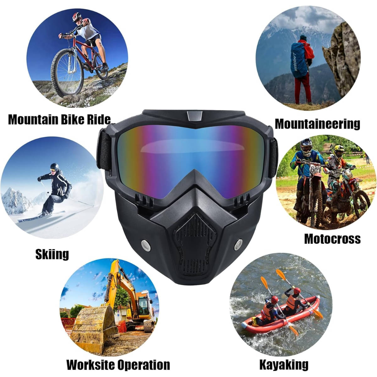     			Radhe Fashion UV Protected Multicolour Riding Goggles ( Pack of 1 )