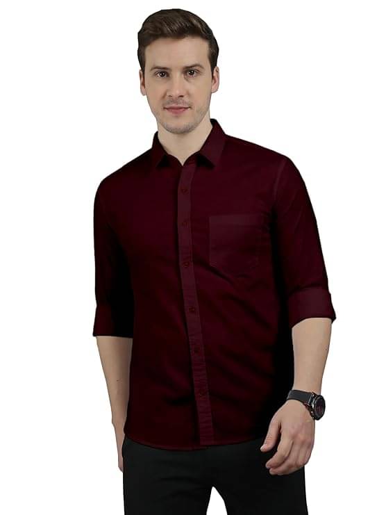 Reoutlook Cotton Blend Regular Fit Solids Full Sleeves Men's Casual Shirt - Wine ( Pack of 1 ) Reoutlook Cotton Blend Regular Fit Solids Full Sleeves Men's Casual Shirt - Wine ( Pack of 1 )