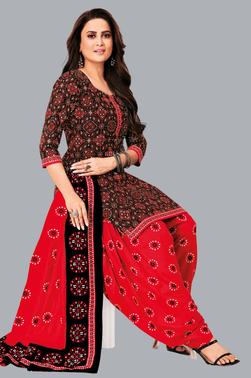 SIMMU Women Cotton Printed Straight Kurti With Patiala Salwar ( Black ) SIMMU Women Cotton Printed Straight Kurti With Patiala Salwar ( Black )