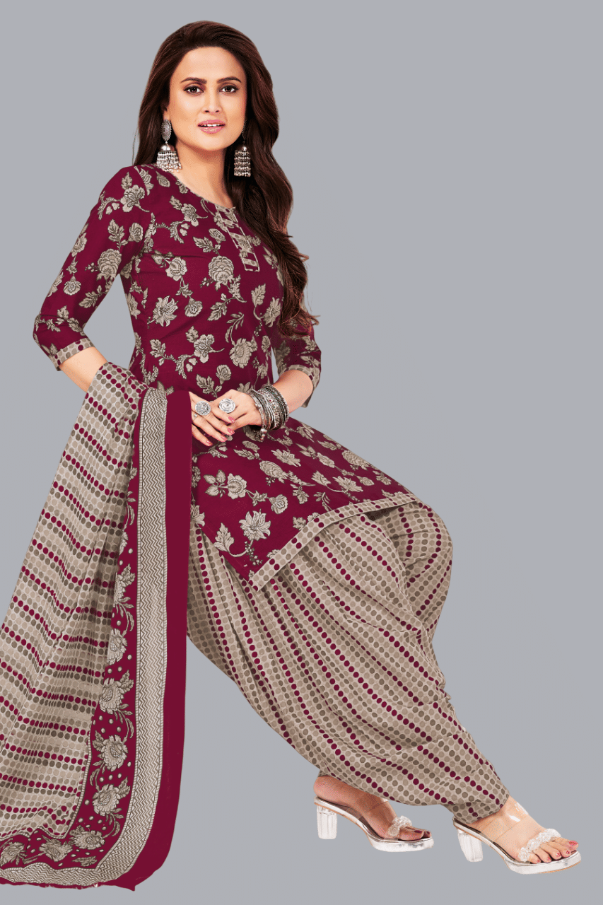 SIMMU Women Cotton Printed Straight Kurti With Patiala Salwar ( Purple ) SIMMU Women Cotton Printed Straight Kurti With Patiala Salwar ( Purple )