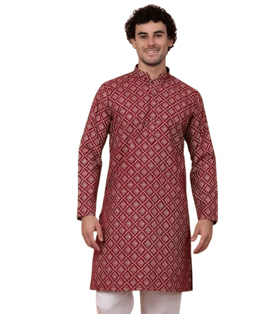     			Spirit Red Cotton Blend Men's Regular Kurta ( Pack of 1 )