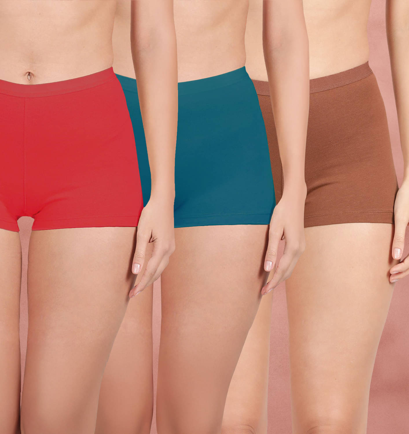     			Susie Pack of 3 Cotton Boy Shorts For Women ( Red )