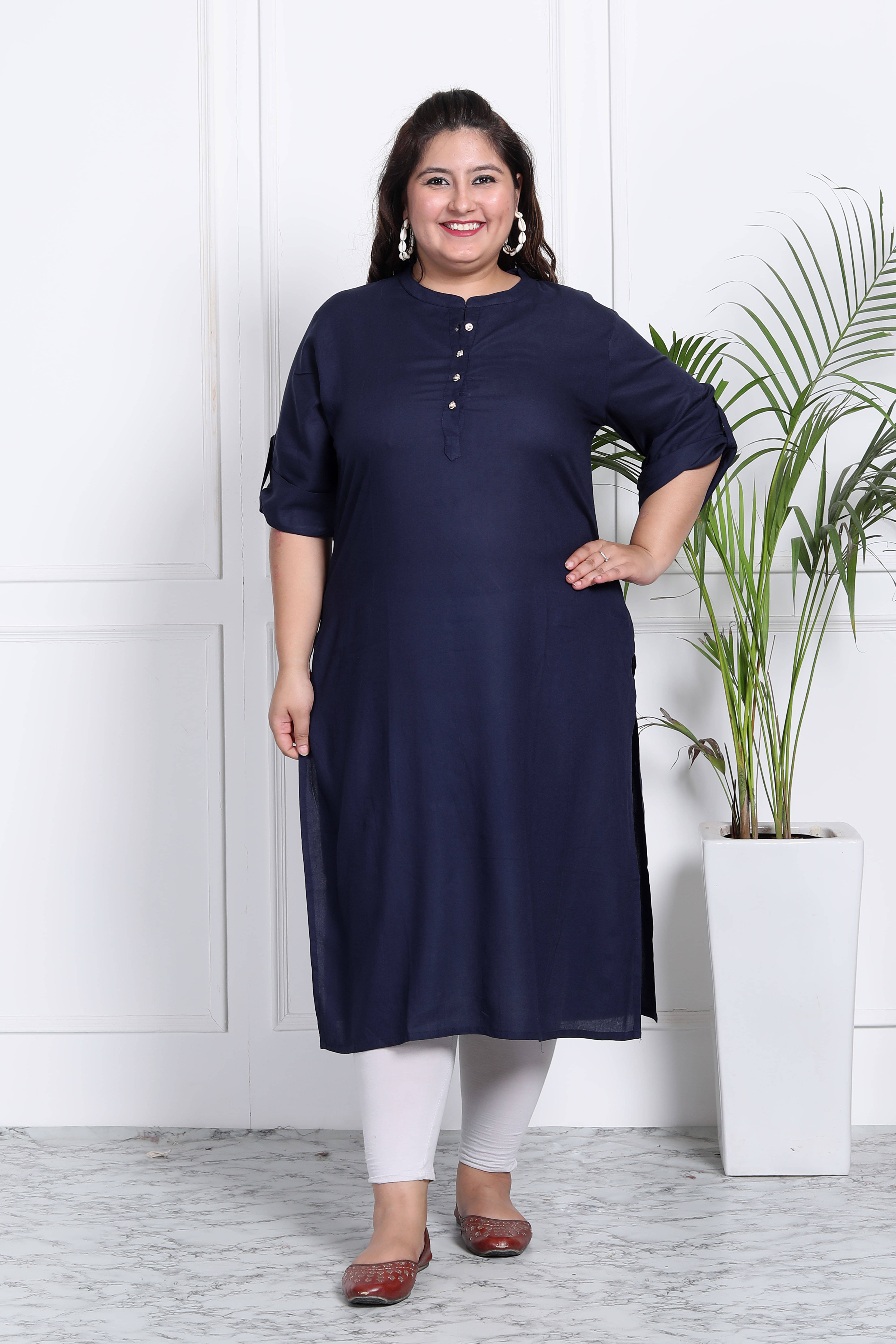 Swasti Women's Cotton Blend Solid Straight Kurti - ( Blue ) Swasti Women's Cotton Blend Solid Straight Kurti - ( Blue )