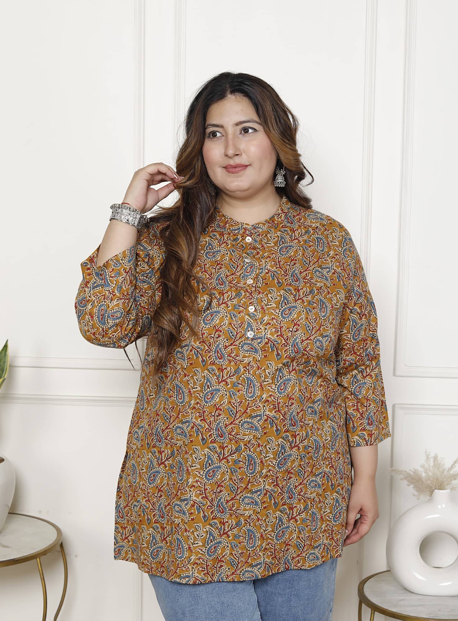 Swasti Women's Cotton Tunic ( Mustard )