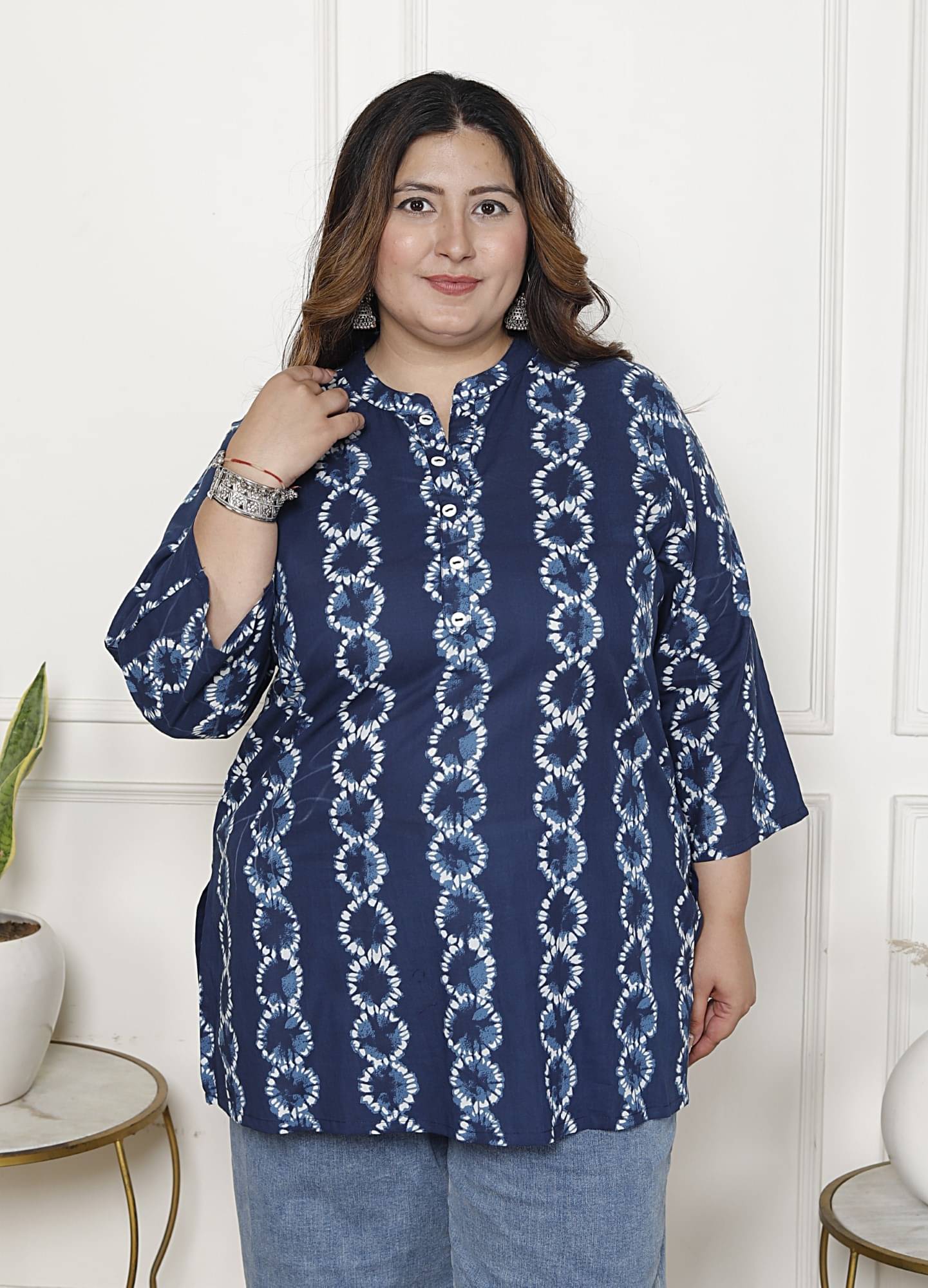 Swasti Women's Cotton Tunic ( Blue )     			Swasti Women's Cotton Tunic ( Blue )