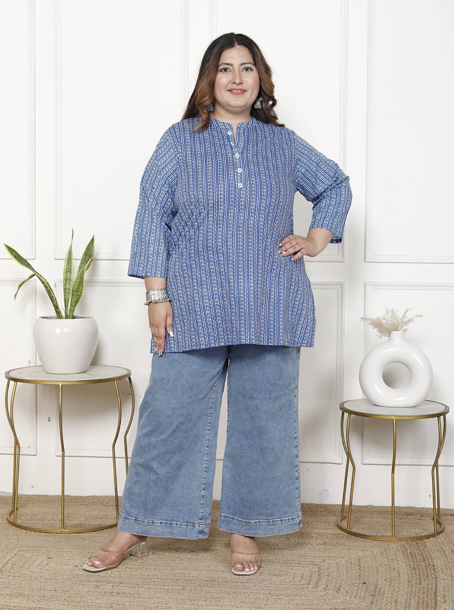 Swasti Women's Cotton Tunic ( Blue )