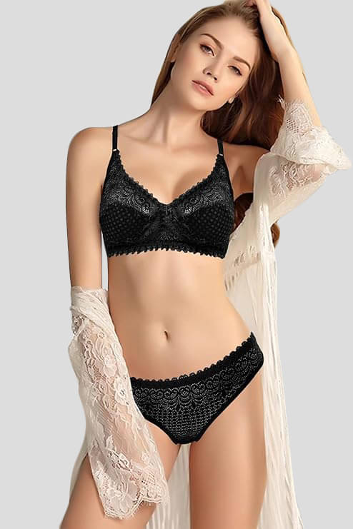 TCG Pack of 1 Lace Bra & Panty Set For Women ( Black )     			TCG Pack of 1 Lace Bra & Panty Set For Women ( Black )